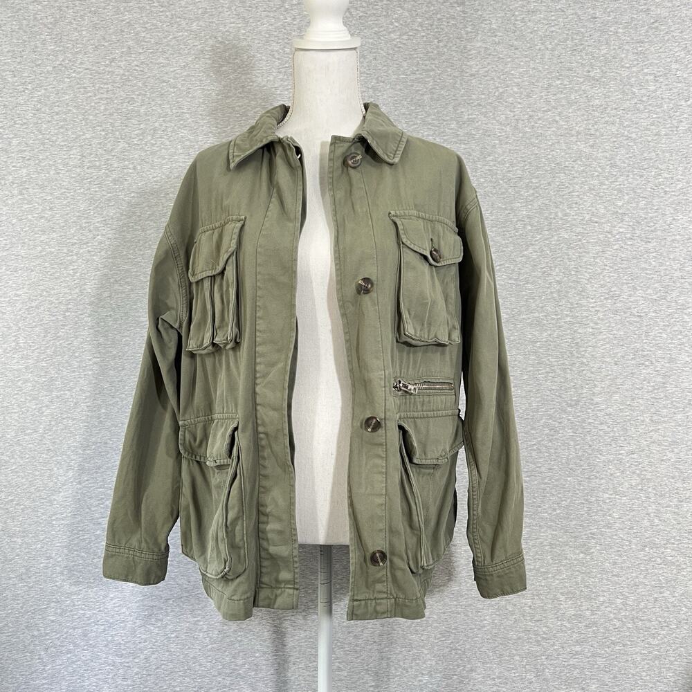 Topshop Jacket Womens Small 4-6 Green Utility Military Army Coat‎ Gorp Chore
